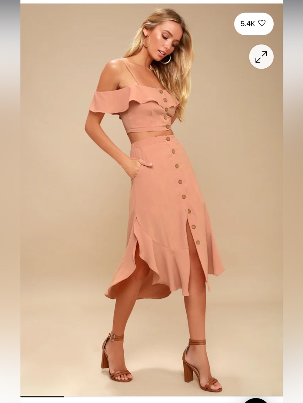 Malta Mauve Pink Off-the-Shoulder Button-Up Two-Piece Dress resortwear coquette